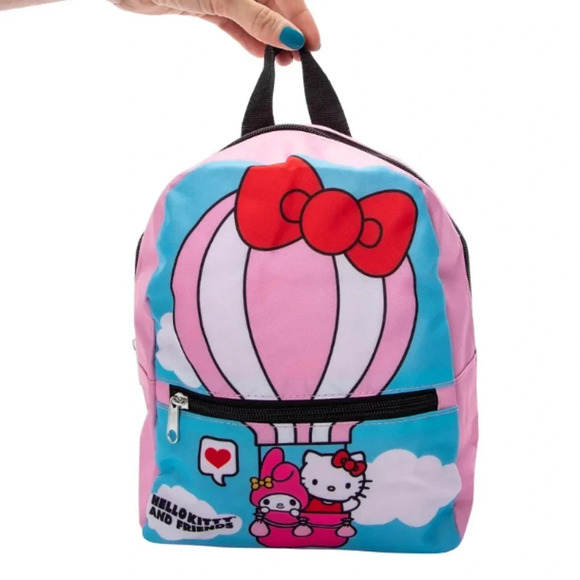 Pink blue red Hello Kitty and friends backpack hot air balloon zippered bag - Picture 3 of 4
